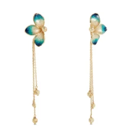 Toscano Three-Petal Floral Earrings, 14K Yellow Gold