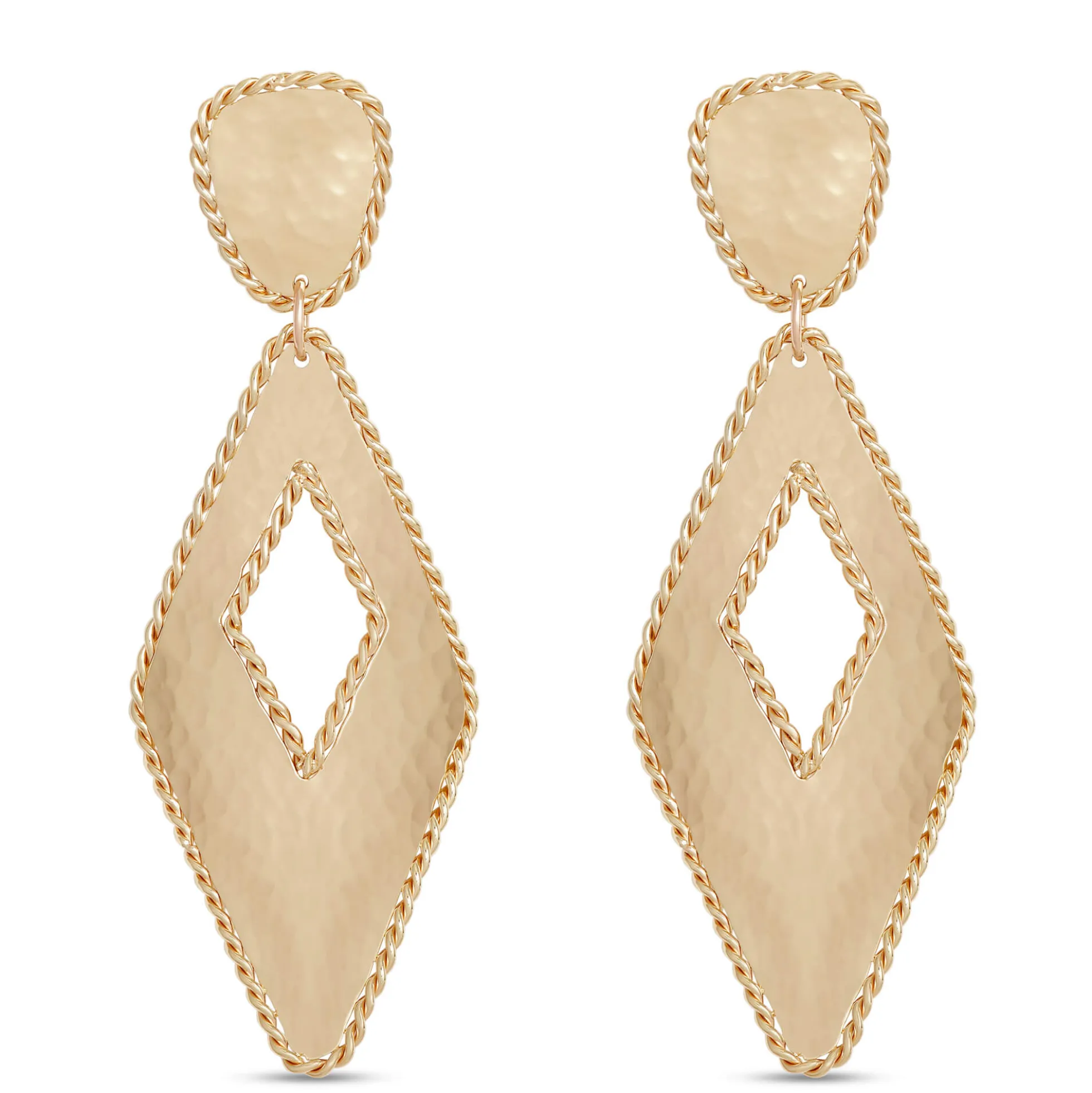 Toscano Triangle Drop Earrings, 14K Yellow Gold