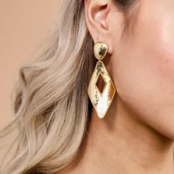 Toscano Triangle Drop Earrings, 14K Yellow Gold