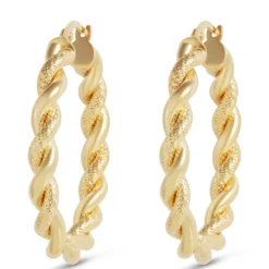 Toscano Twisted Hoop Earrings, 14K Yellow Gold