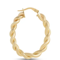 Toscano Twisted Hoop Earrings, 14K Yellow Gold
