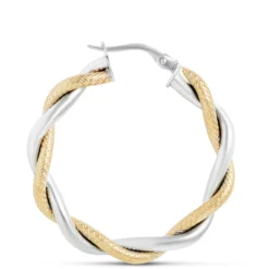 Toscano Twisted Hoop Two-Tone Earrings 14K