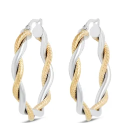 Toscano Twisted Hoop Two-Tone Earrings 14K