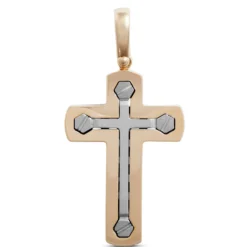 Toscano Two-Tone Cross Pendant Charm, 14K Gold