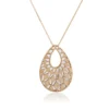 Toscano Two-Tone Mirrored & Beaded Pear Shaped Necklace 14K