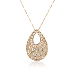 Toscano Two-Tone Mirrored & Beaded Pear Shaped Necklace 14K