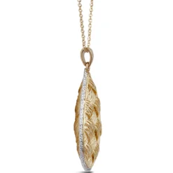 Toscano Two-Tone Woven Domed Pear Necklace 14K