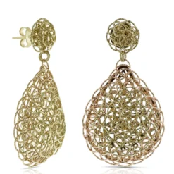 Toscano Two-Tone Woven Pear Drop Earrings 14K