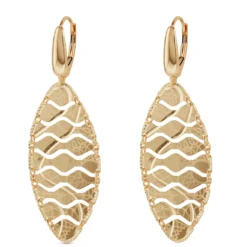 Toscano Wavy Drop Earrings, 14K Yellow Gold