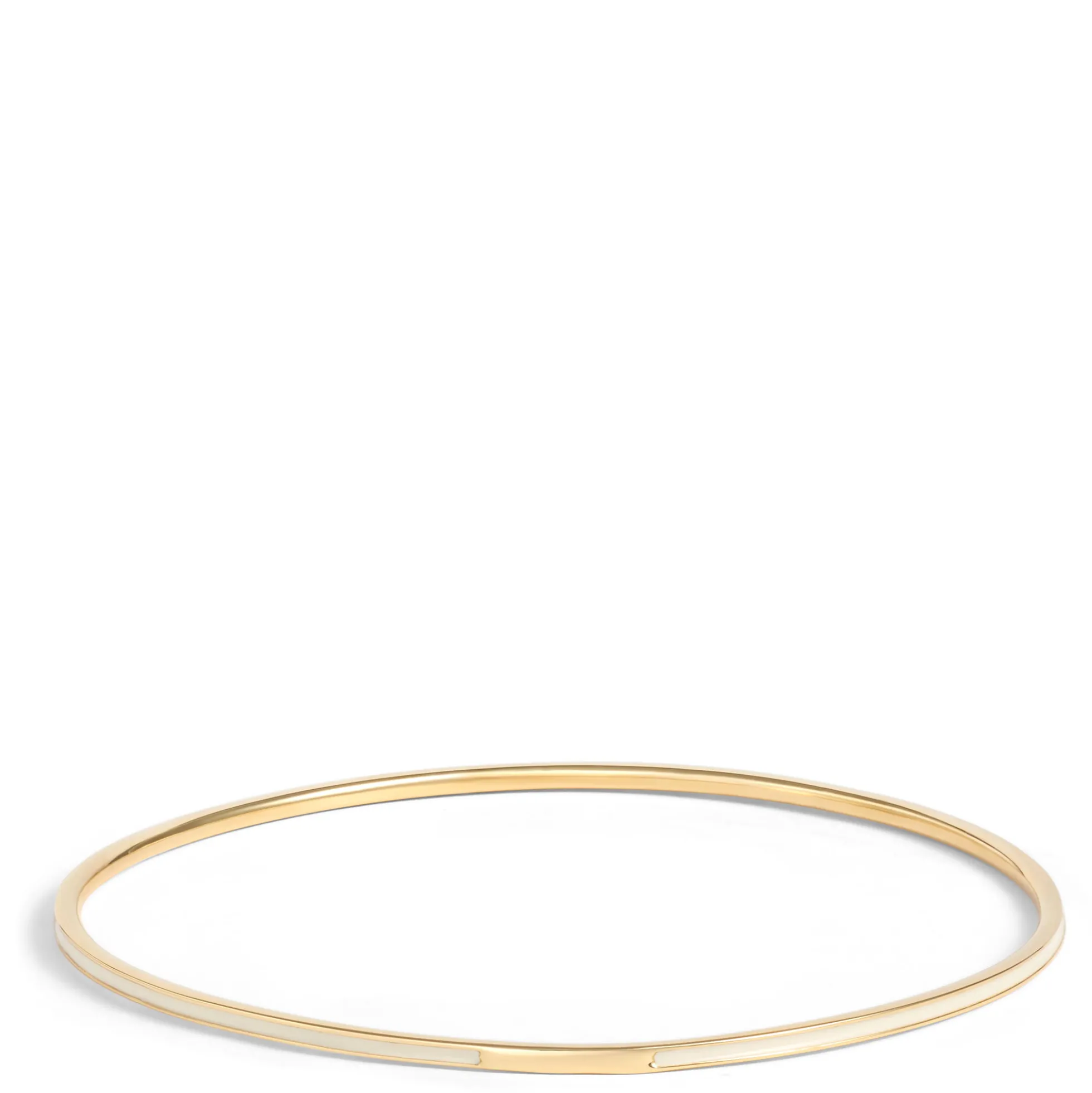 Toscano White Enamel Slip On Bangle, 14K Yellow Gold