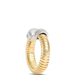 Toscano With Diamonds Domed Tubogas Ring, 18K Yellow Gold