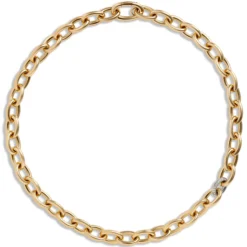 Toscano with Diamonds 18-Inch Oval Link Chain, 18K Yellow Gold