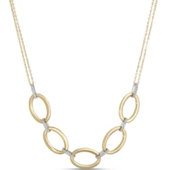 Toscano with Diamonds Oval Link Necklace, 18K Yellow Gold