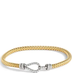 Toscano with Diamonds Stretchy Bracelet, 18K Yellow Gold