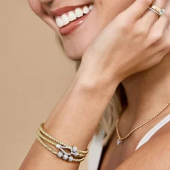Toscano with Diamonds Stretchy Bracelet, 18K Yellow Gold