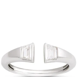 Trap Diamond Bypass Ring, 14K White Gold