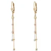 Tri-Color Dangle Bead Earrings 14K