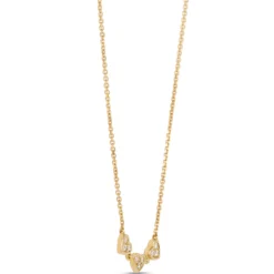 Triple Heart Diamond Necklace, 14K Yellow Gold