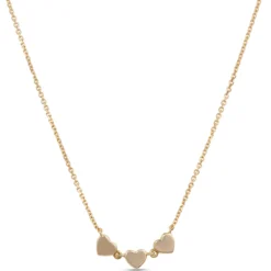 Triple Heart Diamond Necklace, 14K Yellow Gold