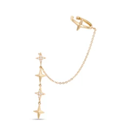 Triple Star Dangle Earring, 14k Gold