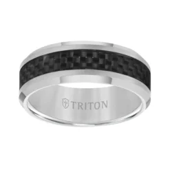 TRITON Contemporary Comfort Fit Carbon Fiber Band in Grey Tungsten, 8 mm