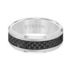TRITON Contemporary Comfort Fit Carbon Fiber Band in Grey Tungsten, 8 mm