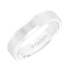 TRITON Contemporary Comfort Fit Brush Finish Band in White Tungsten, 5 mm