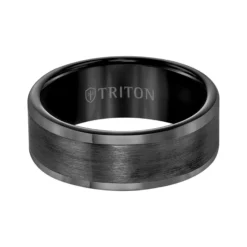 TRITON Contemporary Comfort Fit Satin Finish Band in Black Tungsten, 8 mm