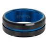 TRITON Contemporary Comfort Fit Band in Black Tungsten with Blue PVD, 8 mm