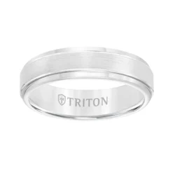 TRITON Contemporary Comfort Fit Satin Finish Band in White Tungsten, 6 mm