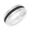 TRITON Stone Comfort Fit Black Sapphire Eternity Band in White Tungsten, 8 mm