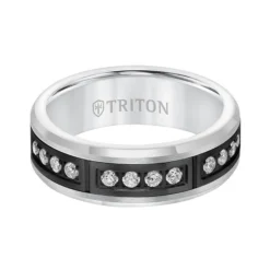 TRITON Stone Comfort Fit Channel Set Diamond Band in Tungsten, 7 mm