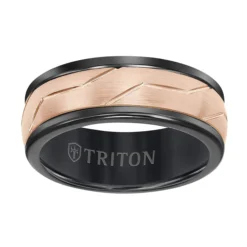 TRITON Woven Finish Round Edge Contemporary Tungsten Wedding Band, 8MM