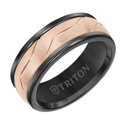 TRITON Woven Finish Round Edge Contemporary Tungsten Wedding Band, 8MM