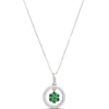 Tsavorite and Diamond Pendant Necklace, 14K White Gold
