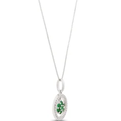 Tsavorite and Diamond Pendant Necklace, 14K White Gold