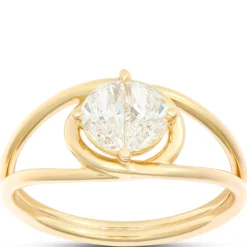 Two Half Moon Open Center Ring, ⅔ Total Carat Weight, 14K Yellow Gold