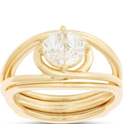 Two Half Moon Open Center Ring, ⅔ Total Carat Weight, 14K Yellow Gold