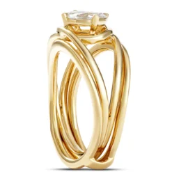 Two Half Moon Open Center Ring, ⅔ Total Carat Weight, 14K Yellow Gold