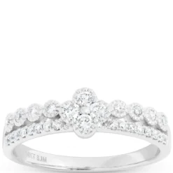 Two-Row Diamond Cluster Ring, 14K Yellow Gold