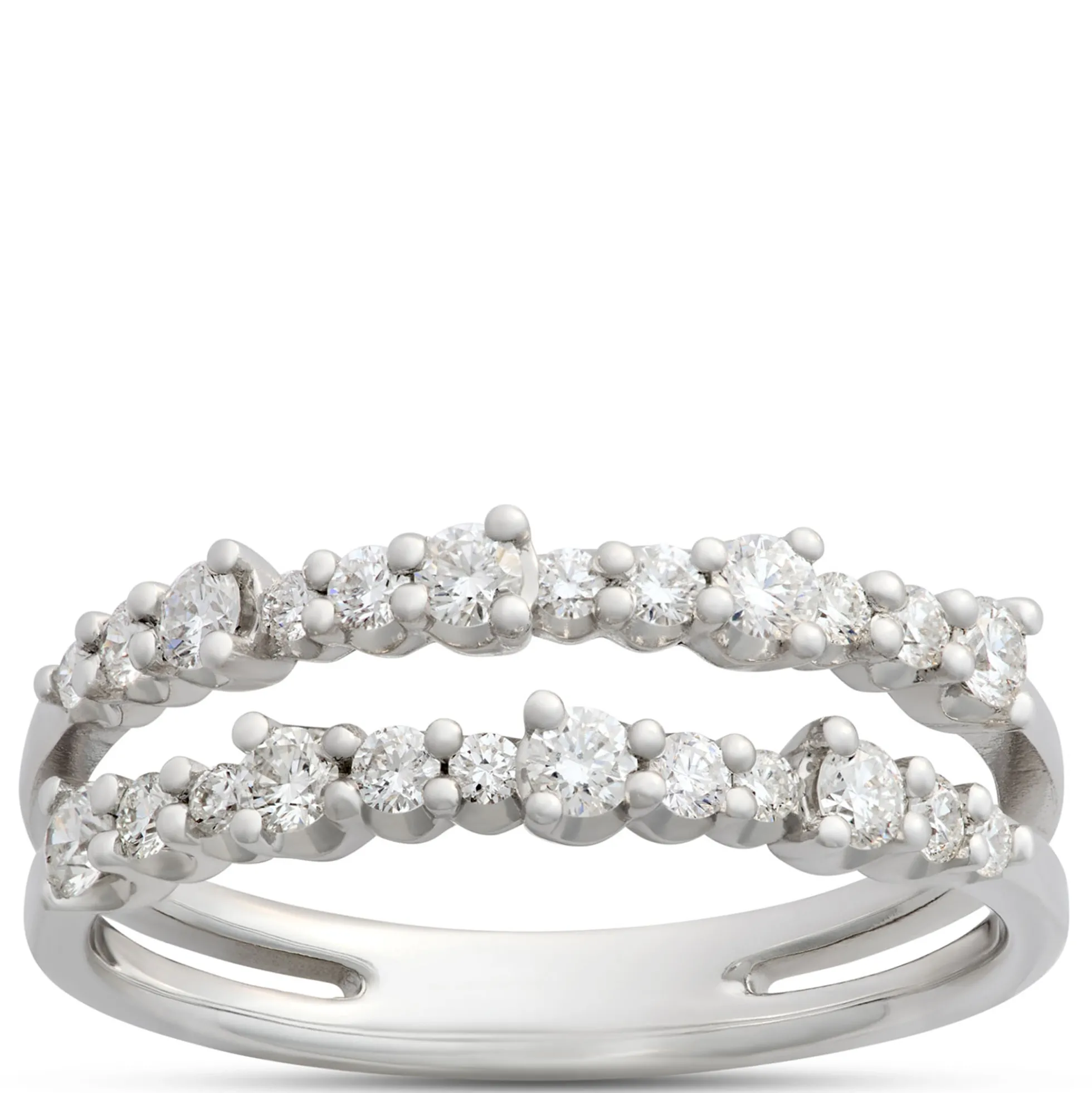 Two Row Diamond Ring, 14K White Gold