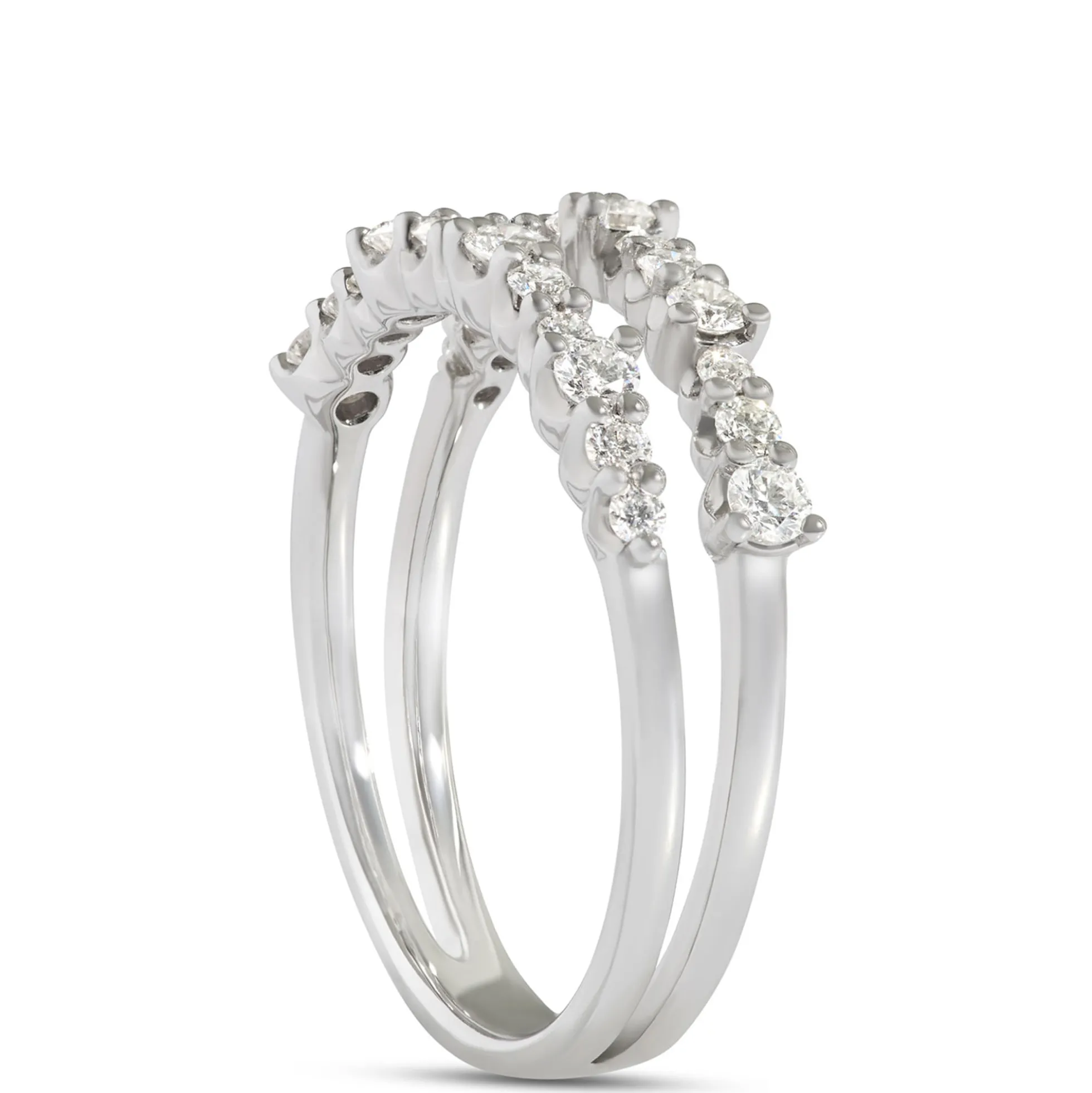 Two Row Diamond Ring, 14K White Gold