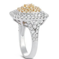 Two Tone Cluster Diamond Ring, 14K Gold