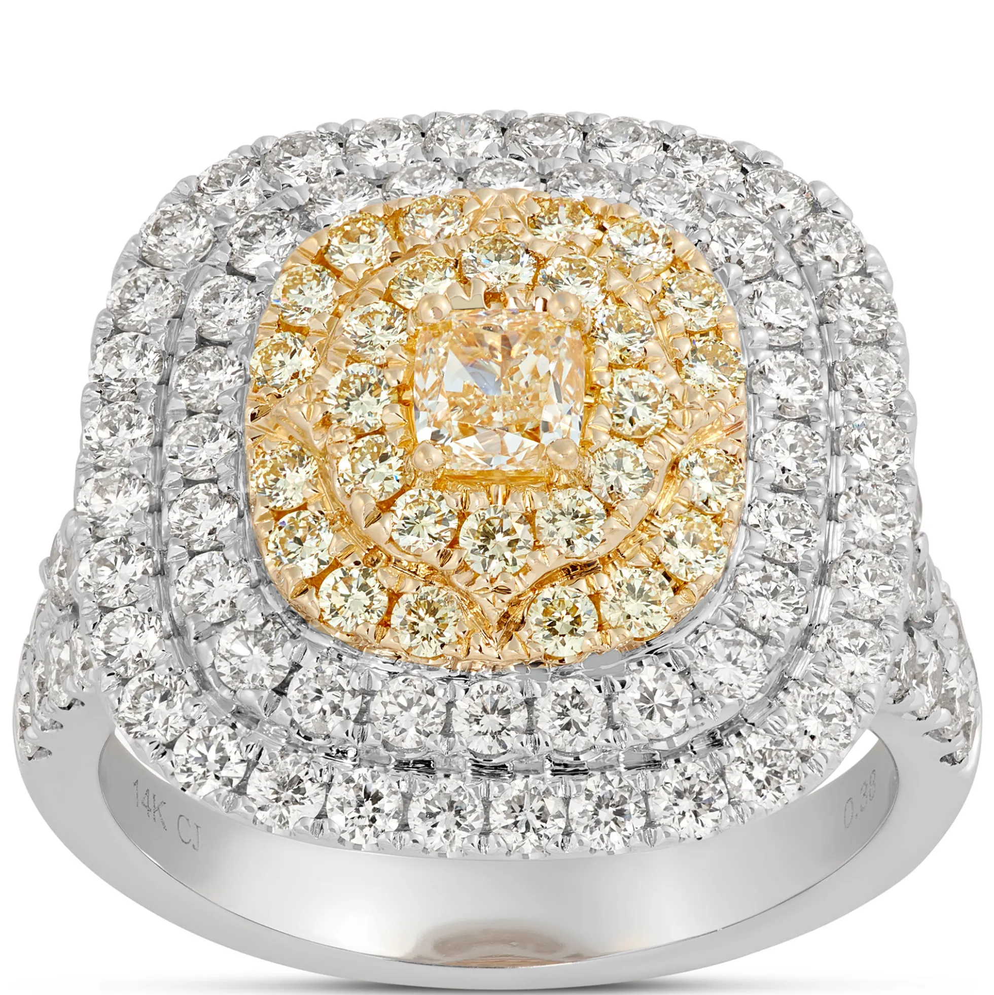 Two Tone Cluster Diamond Ring, 14K Gold