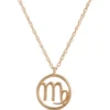 Virgo Zodiac Sign Pendant Necklace, 14K Yellow Gold