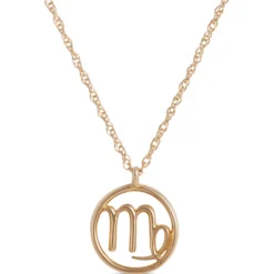 Virgo Zodiac Sign Pendant Necklace, 14K Yellow Gold