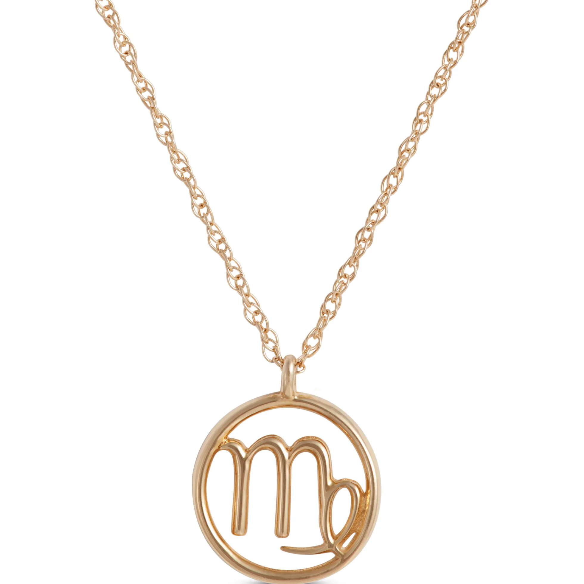 Virgo Zodiac Sign Pendant Necklace, 14K Yellow Gold