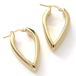 V-Shaped Hoops, 14K Yellow Gold