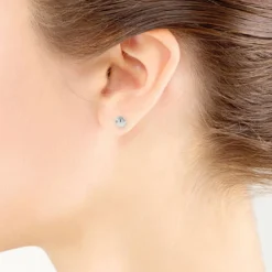 White Gold Ball Earrings 14K, 4mm