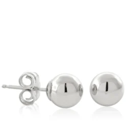 White Gold Ball Earrings 14K, 6mm
